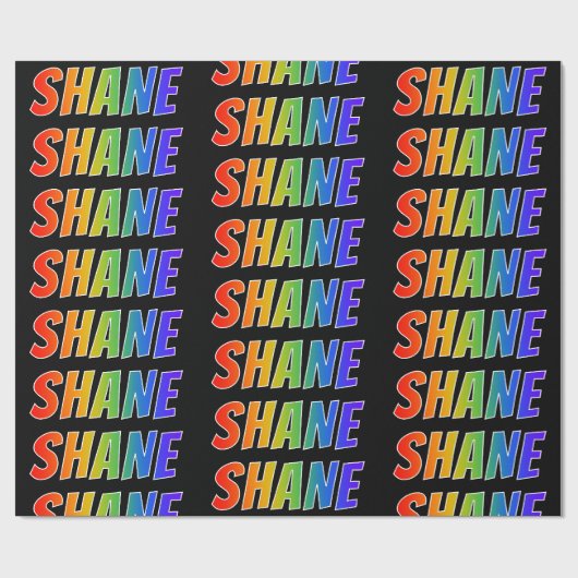 レインボー イニシャル "SHANE"; 楽しくてカラフル ラッピングペーパー (フラット)