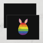 レインボー イースター ウサギの耳 カワイイ ゲイ プライド フラッグ インビテーションポストカード (正面/裏面)