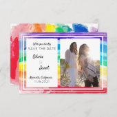 レインボー・ウォーターカラーズの結婚式 Save The Date フォト 招待状 (正面/裏面)