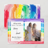 レインボー・ウォーターカラー結婚式 Save The Date フォト 招待状 (正面/裏面)