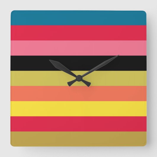 レインボー・ウォーターフストライプォール スクエア壁時計 (正面)