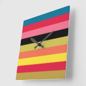 レインボー・ウォーターフストライプォール スクエア壁時計 (傾斜)