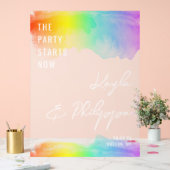 レインボー・ウォーター・カラーLGBT結婚披露宴が始まる アクリルサイン (ウェディング)
