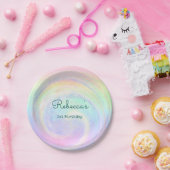 レインボー・エステティック・パステル・スワール第1誕生日 ペーパープレート (パーティー)