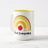 レインボー・オブ・スクール・サプライ学校カウンセラー名 ツートーンマグカップ (正面左)