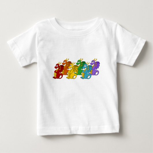 レインボー カラフル ドラゴン カートゥーン ベビーTシャツ (正面)