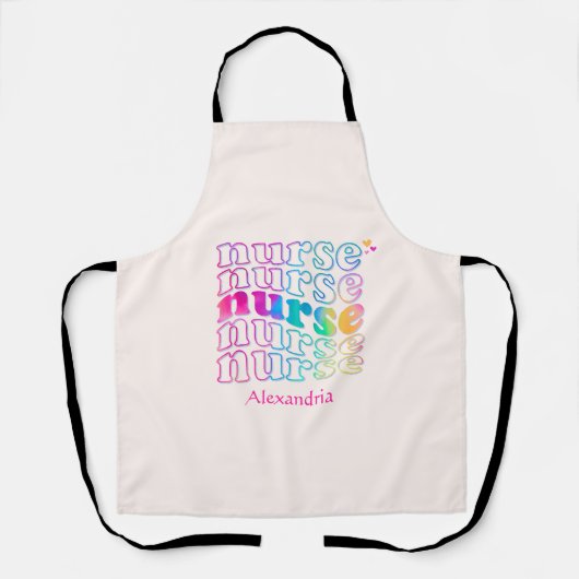レインボー・カラーエレガントの「ナース」 エプロン (正面)
