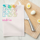 レインボー・カラーエレガントの「ナース」 キッチンタオル (四つ折り)