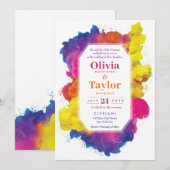 レインボー カラー エクスプロージョン ウェディング 招待状 (正面/裏面)