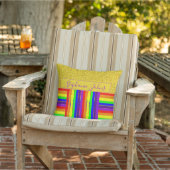 レインボー カラー ストライプ ゴールド グリッター 名前 ウェディング アウトドアクッション (椅子)