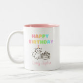 レインボー&キャットハッピーバースデーツートーンコーヒーマグ ツートーンマグカップ (左)