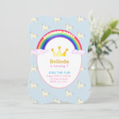 レインボー クラウン ユニコーン 誕生日パーティー 招待状 (スタンド正面)