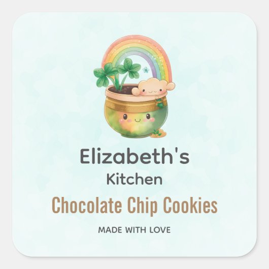 レインボー&クローバーキッチン付きかわいいガーデンプランター スクエアシール (正面)