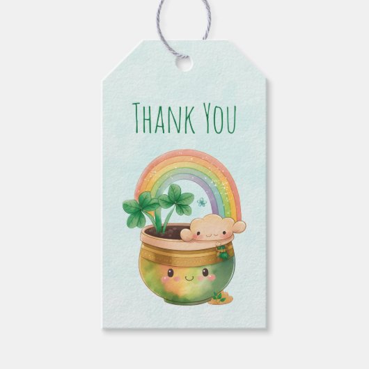 レインボー&クローバー付きガーデンプランター ギフトタグ (正面)