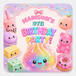 レインボー グリッター だんご スクイシー 誕生日パーティー スクエアシール