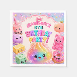 レインボー グリッター だんご スクイシー 誕生日パーティー スタンダードカクテルナプキン