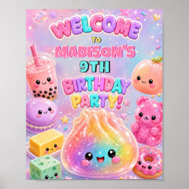 レインボー グリッター だんご スクイシー 誕生日パーティー ポスター