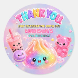 レインボー グリッター だんご スクイシー 誕生日パーティー ラウンドシール