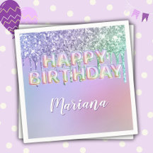 レインボー グリッター ドリップス 女の子の誕生日パーティー