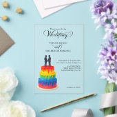 レインボー・ケーキエレガントとスクリプトゲイ結婚ズ アクリル招待状 (インサイチュ (ウェディング))