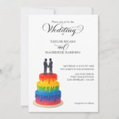 レインボー・ケーキエレガントとスクリプトゲイ結婚ズ 招待状 (正面)