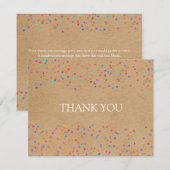 レインボー コンフェッティ ラスティック クラフト スクリプト ビジネス サンキューカード (正面/裏面)