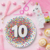 レインボー コンフェティ 1歳の誕生日 ナプキン カラフルな年齢 ペーパープレート (パーティー)