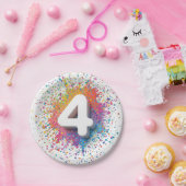 レインボー コンフェティ 1歳の誕生日 ナプキン カラフルな年齢 ペーパープレート (パーティー)