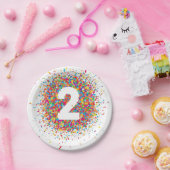 レインボー コンフェティ 1歳の誕生日 ナプキン カラフルな年齢 ペーパープレート (パーティー)
