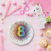 レインボー コンフェティ 1歳の誕生日 ナプキン 紙皿 (パーティー)