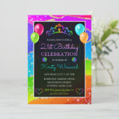 レインボー&ゴールドグリッターアゲート 21歳の誕生日 招待状 (スタンド正面)