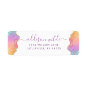 レインボー&ゴールド ウォーターカラー アゲート 返送先住所 ラベル (正面)