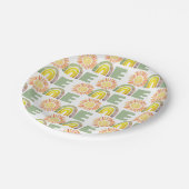 レインボー&サンズグリーン1stバースデーウォーターカラー ペーパープレート (アングル)