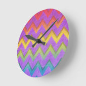 レインボー・シブロン(Rainbow Chevron by Shirley Taylor) ラウンド壁時計 (傾斜)