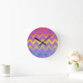 レインボー・シブロン(Rainbow Chevron by Shirley Taylor) ラウンド壁時計 (ホーム)