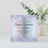 レインボー シマー ホロ グリッター レオパード 誕生日 招待状 (スタンド正面)