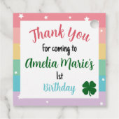 レインボー&シャムロックラッキーワンファースト誕生日スクエア フェイバータグ (裏面)