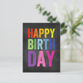 レインボー&シャルボードハッピーバースデーはがき ポストカード (スタンド正面)