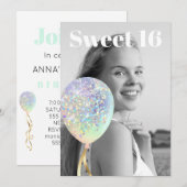 〜* レインボー スウィート16 フォト バルーン AP29 誕生日 招待状 (正面/裏面)