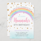 レインボー&スターズバースデーパーティーへの招待 招待状 (正面/裏面)