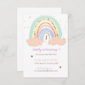 レインボー&スターベビーバースデーパーティカスタムー 招待状 (正面/裏面)