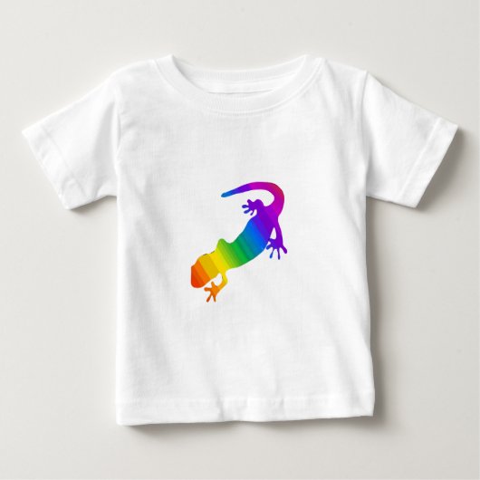 レインボー ストライプ サンショウウオ ベビーTシャツ (正面)