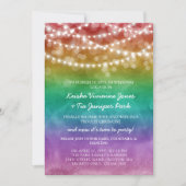 レインボー&ストリングライツポストエロペメントお祝い 案内状 (正面)