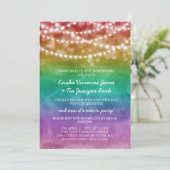 レインボー & ストリング ライト ポスト エルオープメント セレブレーション 案内状 (スタンド正面)