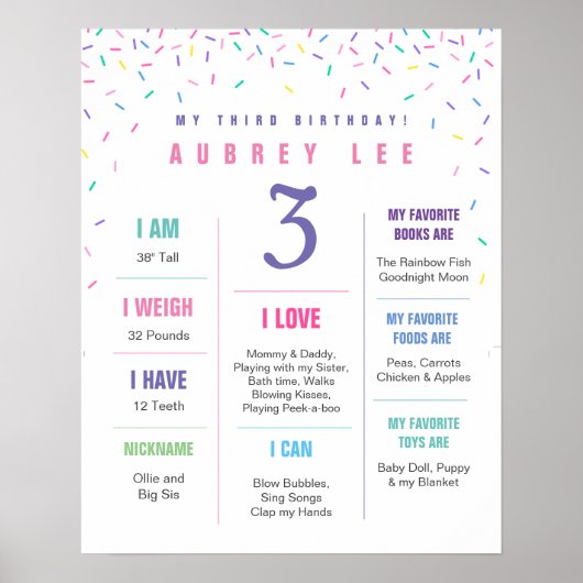 レインボー・スプリンクルの三つ目の誕生日ポスター ポスター (正面)
