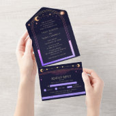 レインボー セレスティアル 太陽 月 星 ウェディング オールインワン招待状 (貼ってはがせる)