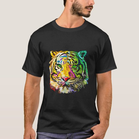レインボー タイガー 動物 Tシャツ (正面)