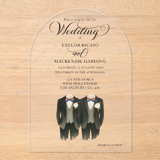 レインボー・タイズゲイ結婚の写真 アクリル招待状 (正面)