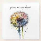 レインボー タンポポ, オーダーメイド ガラスコースター (正面)