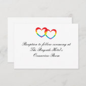 "レインボー ダブル ハーツ" 披露宴の招待状 エンクロージャーカード (正面/裏面)